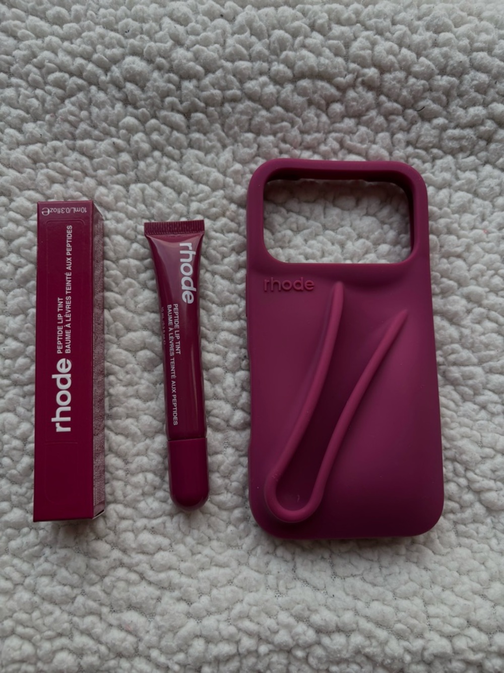 RHODE Magenta Silicone Phone Case with RHODE Magenta Lip Tint